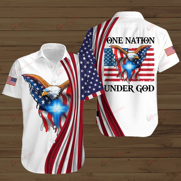 One Nation Under God All Over Printed Hoodie Hawaiian Polo T shirt