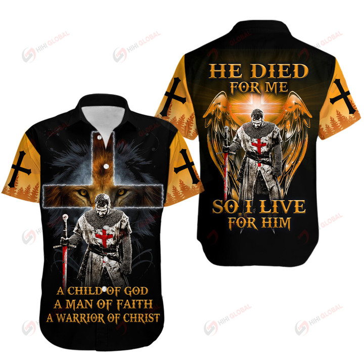 He died for me so I live for him Templar Knight Christian God Jesus ALL OVER PRINTED SHIRTS