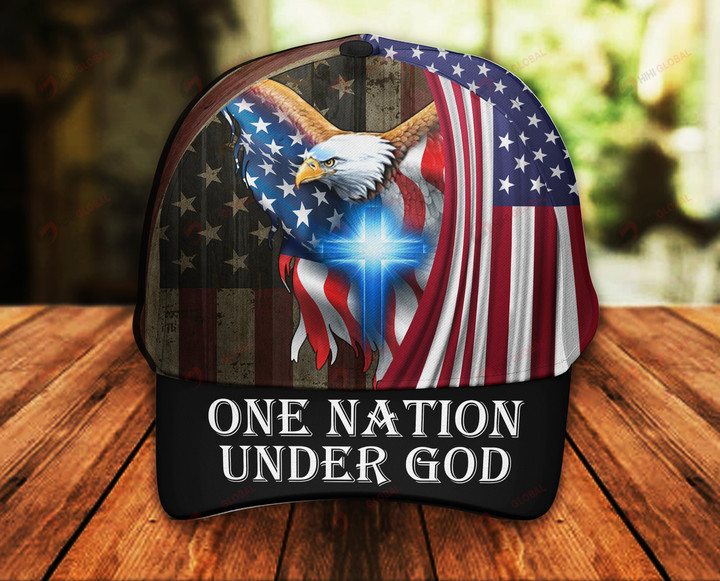 Jesus Christ One Nation Under God Classic 3d Cap Personalized ALL OVER PRINTED