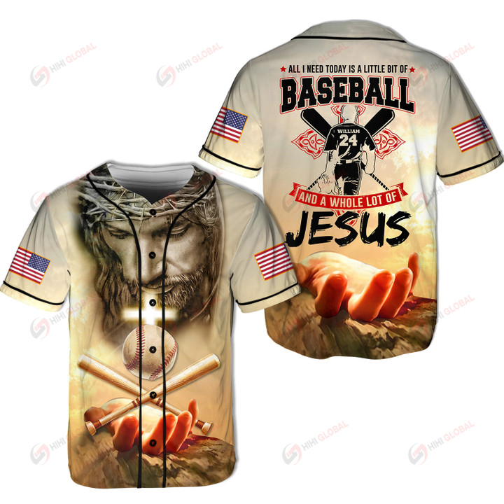All I Need Today is a little bit of Baseball and a whole lot of Jesus Baseball Jersey Personalized ALL OVER PRINTED SHIRTS