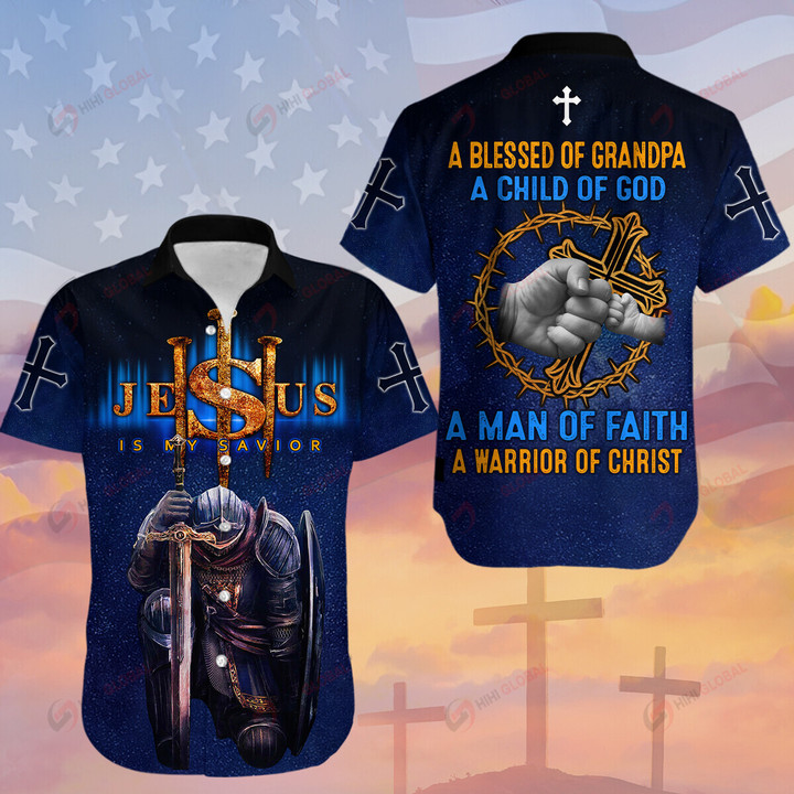 A Blessed Of Grandpa A Child Of God A Man Of Faith All Over Printed Hoodie Hawaiian Polo T Shirt
