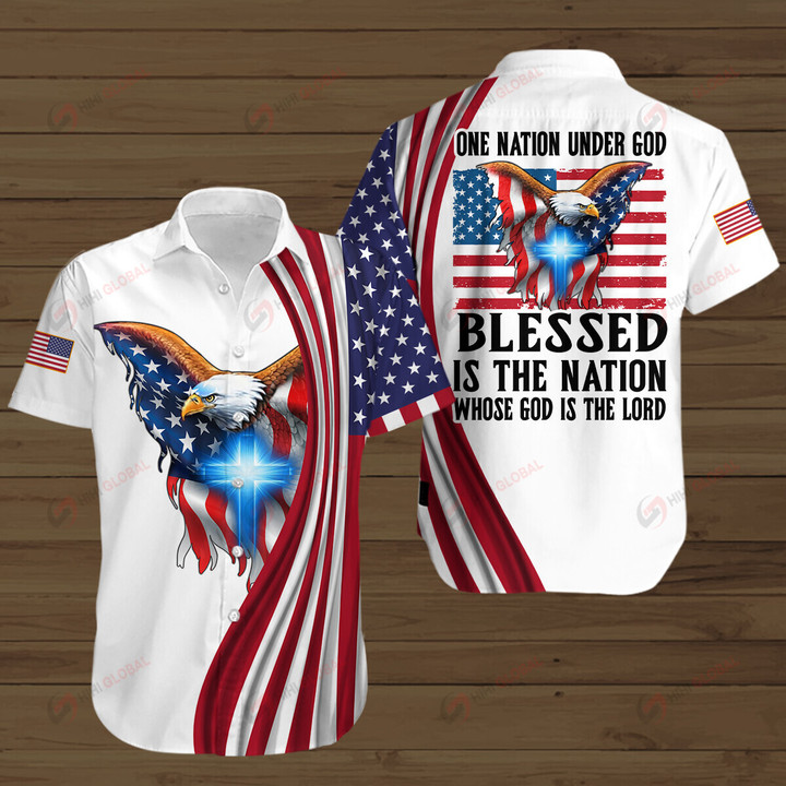One Nation Under God All Over Printed Hoodie Hawaiian Polo T Shirt