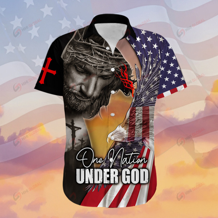 One Nation Under God Memorial Day Veterans Personalized Hoodie Hawaiian Polo T Shirt
