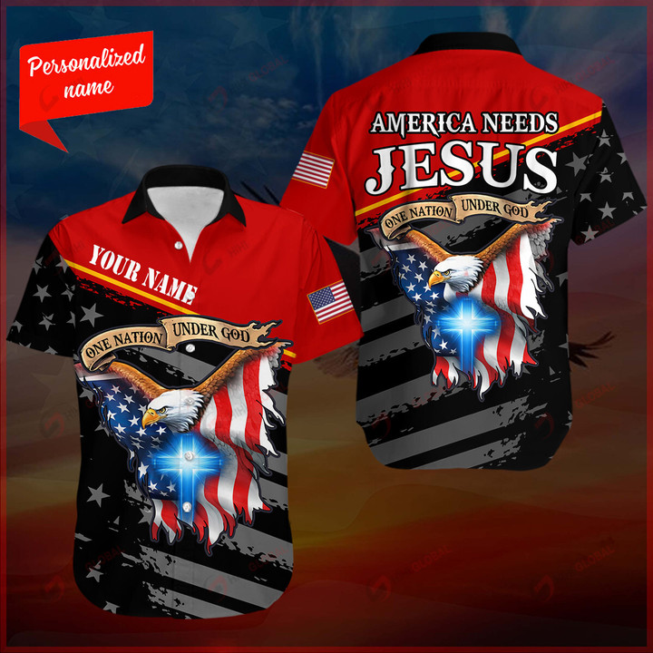 One Nation Under God America Needs Jesus Christian God Jesus Personalized ALL OVER PRINTED SHIRTS
