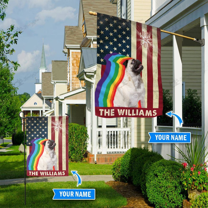 MHFCHO408 Pug LGBT Personalized Flag