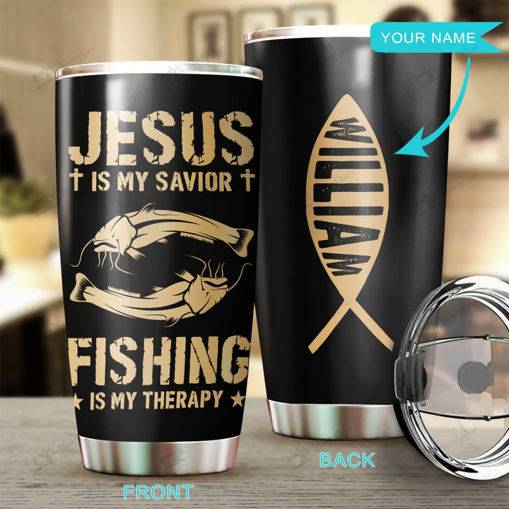 BIU0501 Catfish FISHING IS MY THERAPY Personalized Stainless Steel Tumbler