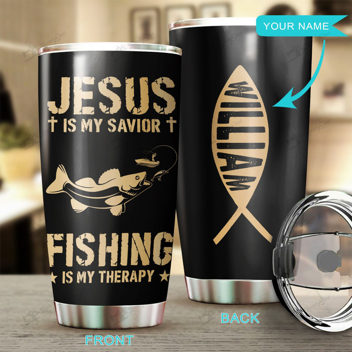 BIU0503 Walleyefish FISHING IS MY THERAPY Personalized Stainless Steel Tumbler