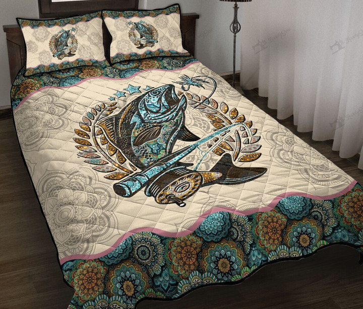 THE5137 Trout Fish Quilt Bed Set