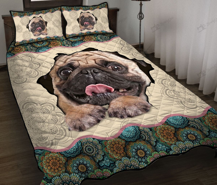 TUE4005 Pug Quilt Bed Set