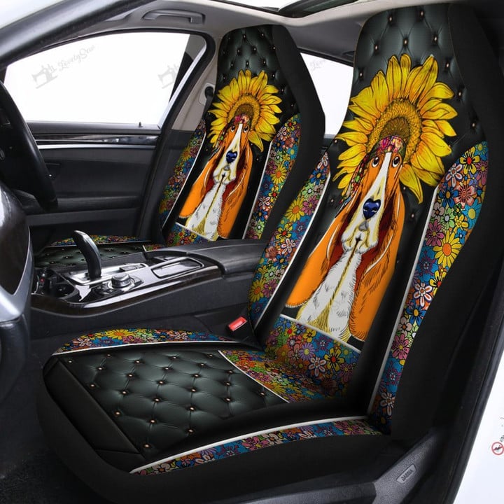 CHH0605 Hippie Basset Hound Car Seat Covers