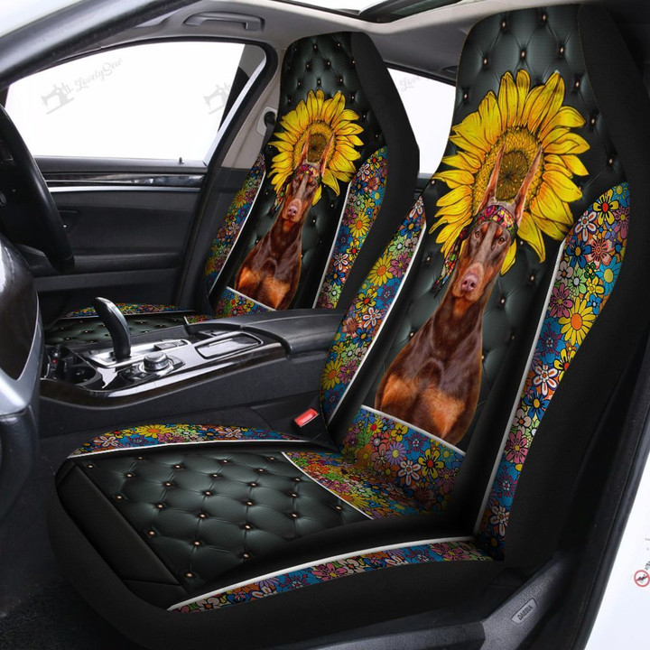 CHH0612 Hippie Doberman Car Seat Covers