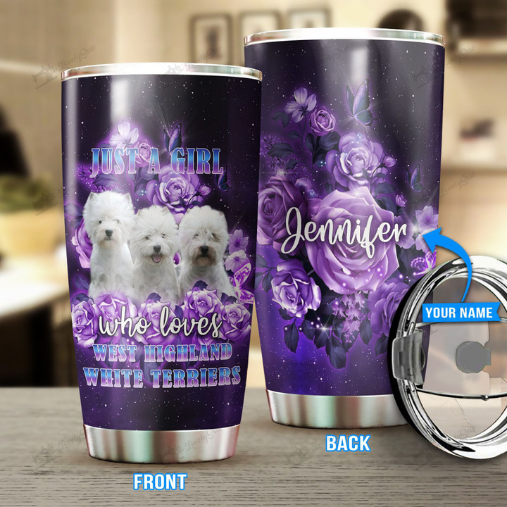 MHUCHO207 A Girl Who Loves West Highland White Terriers Personalized Stainless Steel Tumbler