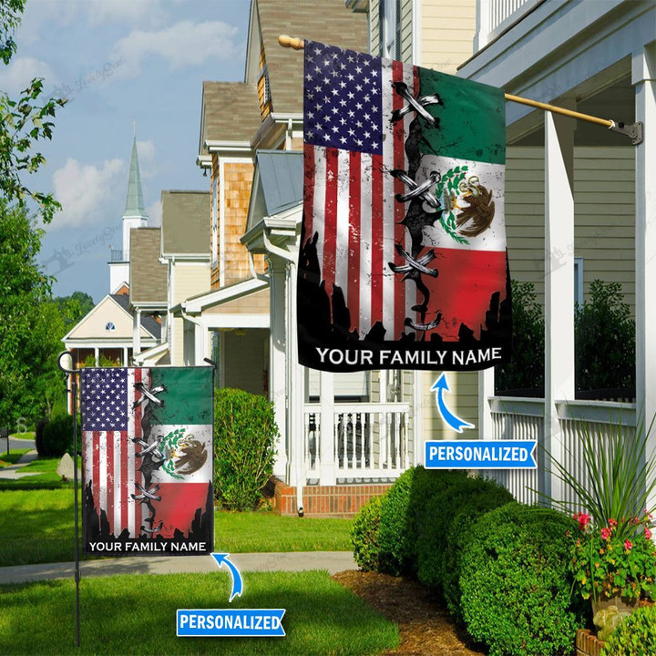 THF20070833 America & Mexico Personalized Flag