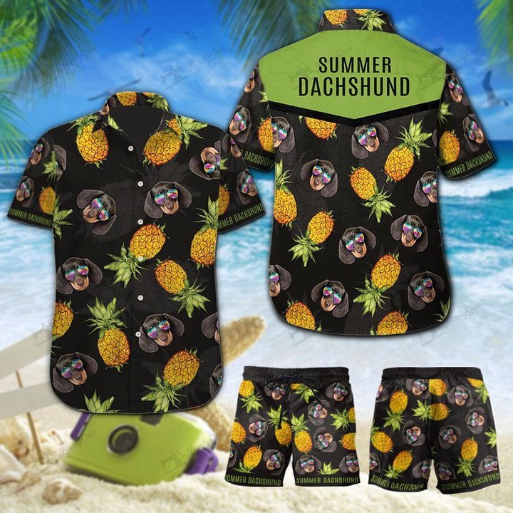 MHTCHO1003 - MHOCHO1003 Summer Black Dachshund Hawaii Set