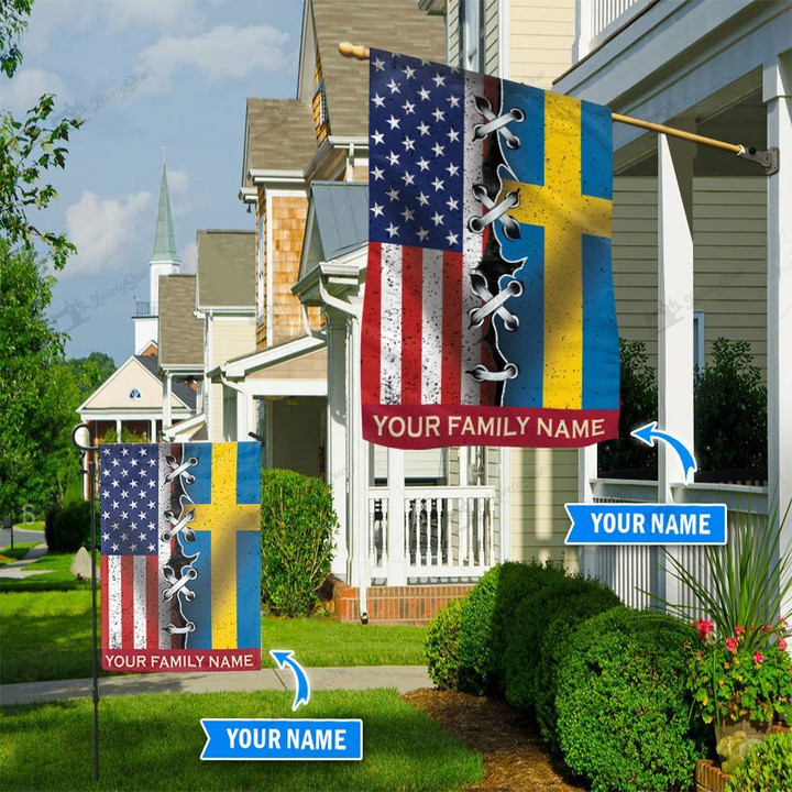 THF20071322 America & Sweden Personalized Flag
