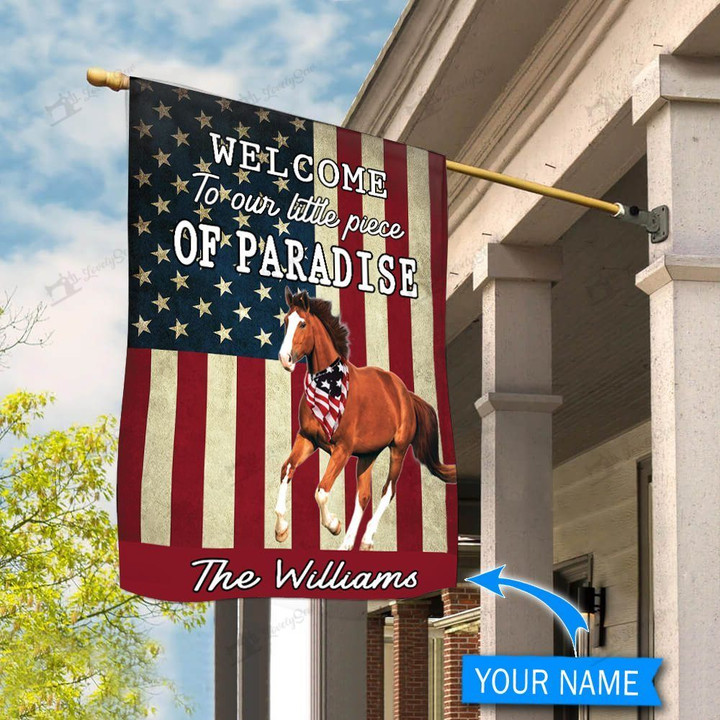 BIF20071315 Horse Welcome To Our Paradise Personalized Flag