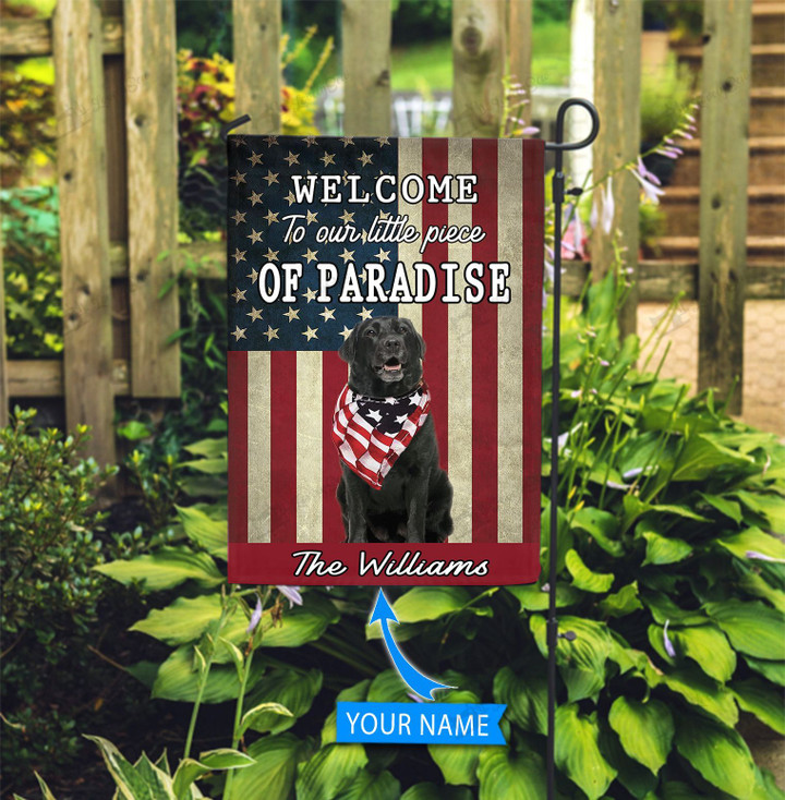 BIF20071316 Black Labrador Welcome To Our Paradise Personalized Flag