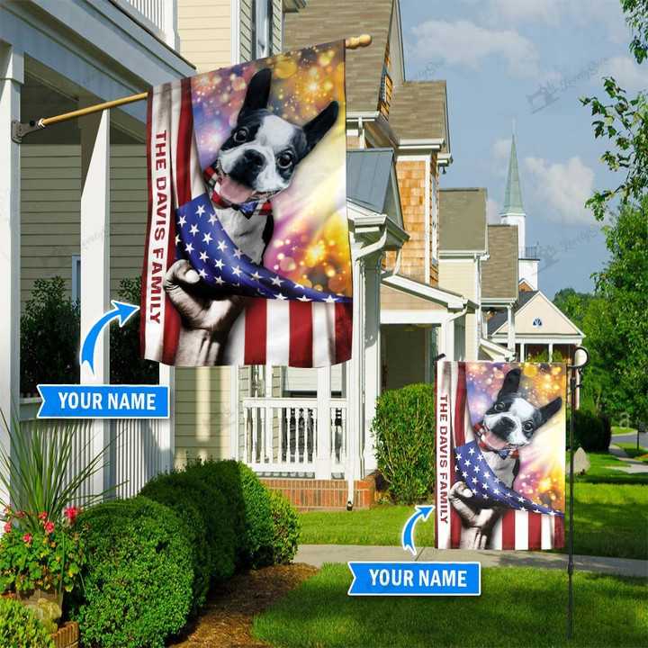 HUF0102 Boston Terrier Personalized Flag