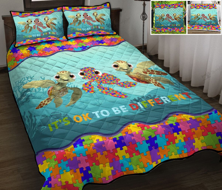 Autism Turtle It's ok to be different Quilt Bed Set & Quilt Blanket DVE20072203-DVQ20072203