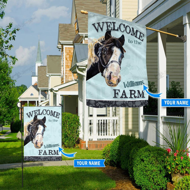 THF20072005 Horse - Welcome To The Farm Personalized Flag