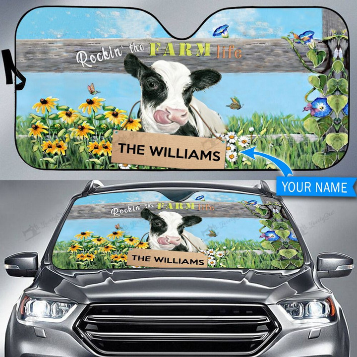 TUC1303 Dairy Cattle - Rockin The Farm Life Personalized Car Sun Shade