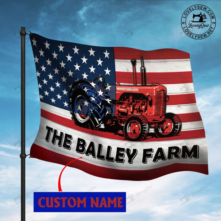 Tractor red Personalized Flag DIF21070605