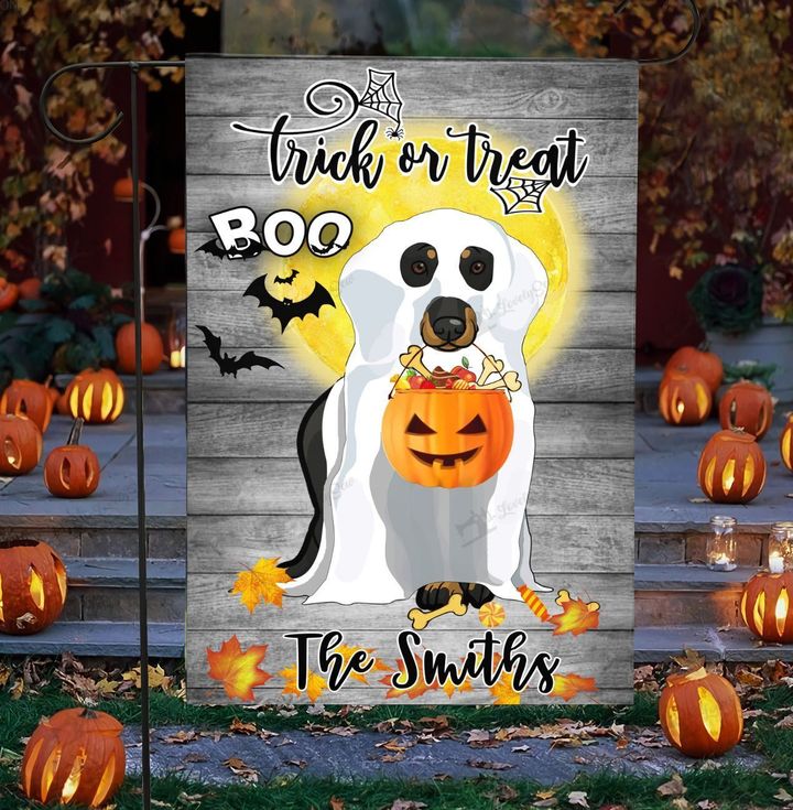 Boo Dachshund Trick or Treat Halloween Personalized Flag DVF20081203