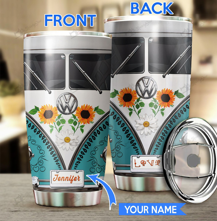 THU0148 Volkswagen Typo Sunflower Personalized Stainless Steel Tumbler