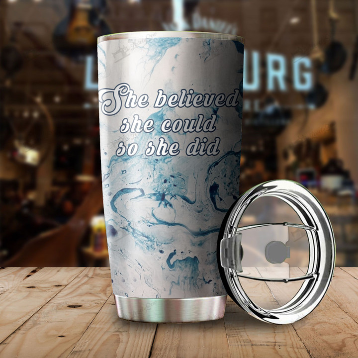 MHUCH0101 She Did It Personalized Stainless Steel Tumbler