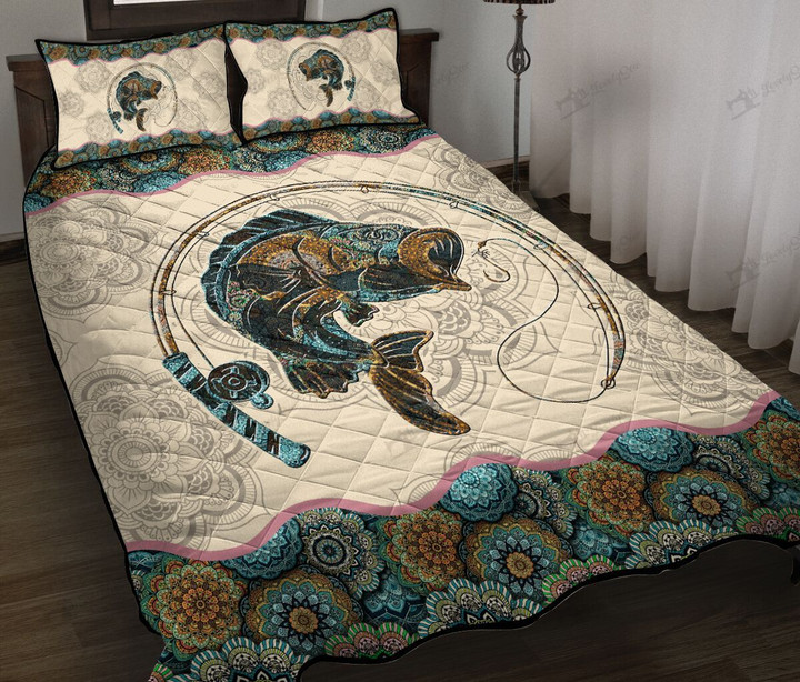 THE5036 Bass Fishing Quilt Bed Set