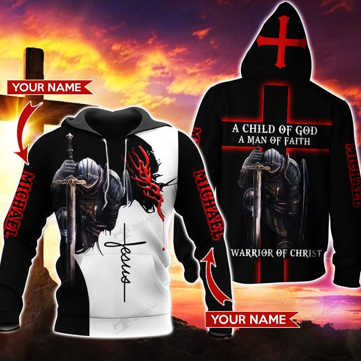 THT5172 Warrior of Christ Personalized 3D HOODIE