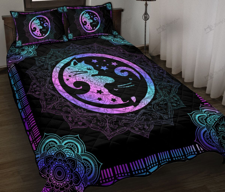 THE5044 Yin and Yang Cat Quilt Bed Set