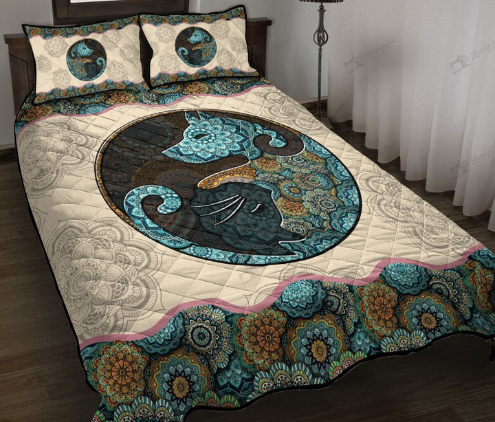 THE5052 Yin Yang Dog Cat Quilt Bed Set