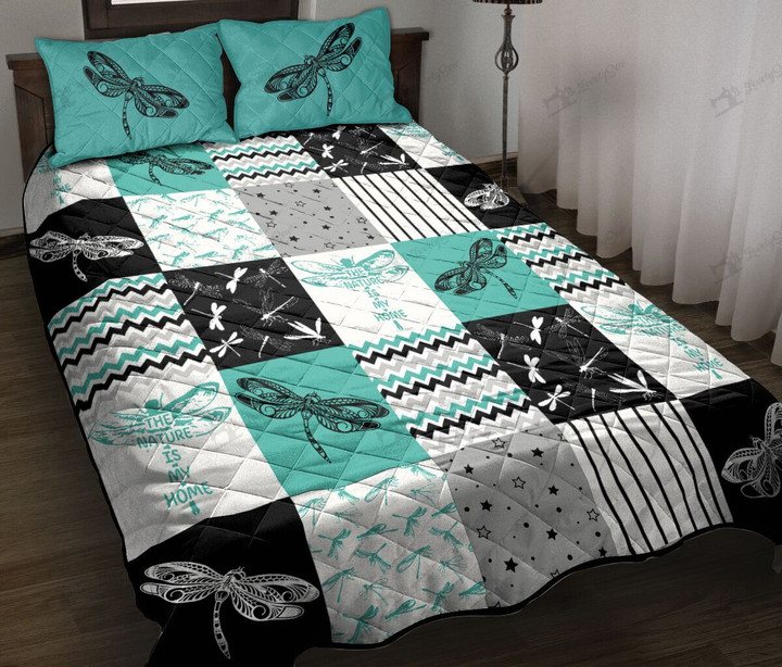 BIE0401 Dragonfly The nature is my home Blue Quilt Bed Set