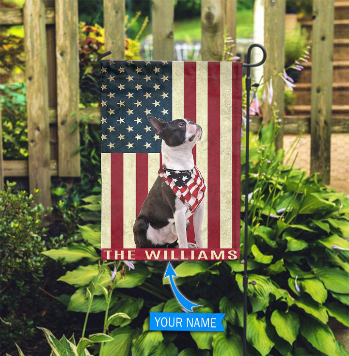 BIF0304 Boston Terrier Personalized Garden Flag
