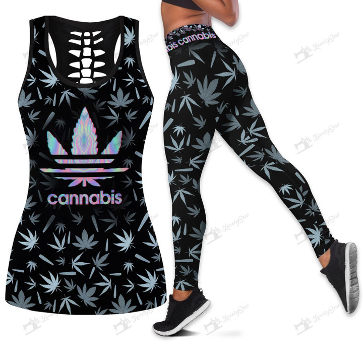 THL0102 Canabis COMBO LEGGINGS AND HOLLOW TANK TOP