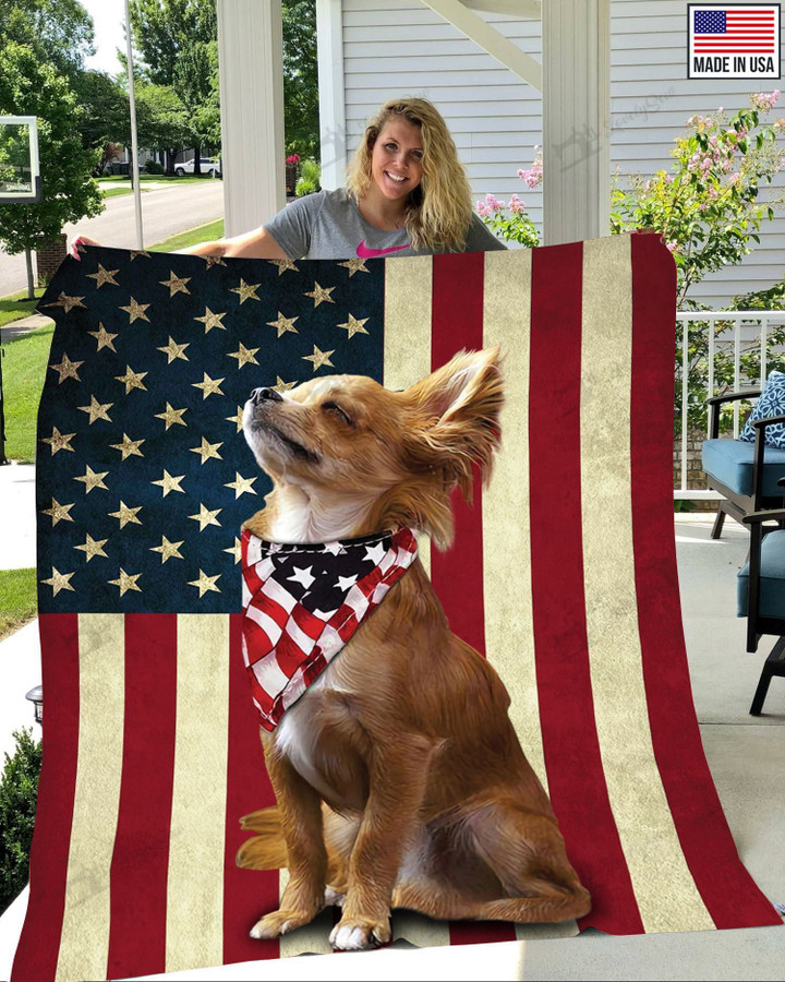 BIQ0403 Chihuahua Flag Fleece Blanket – Made in USA