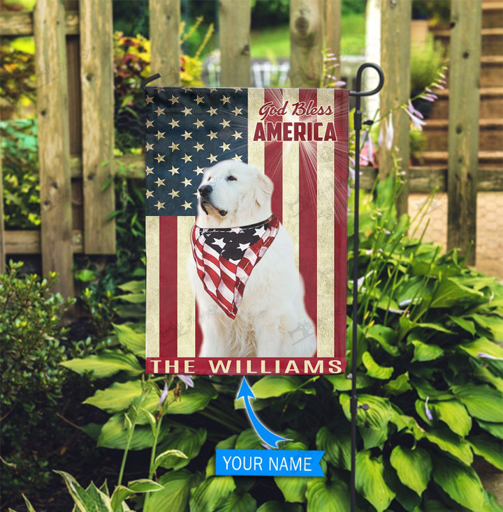 THF0149 Great Pyrenees God Bless Personalized Garden Flag