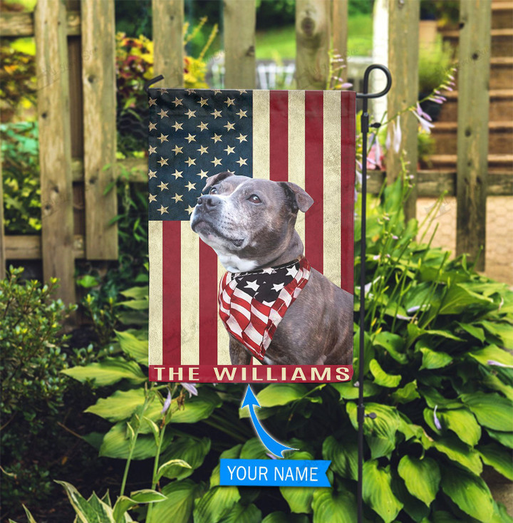 BIF1117 Staffordshire Bull Terrier Personalized Garden Flag