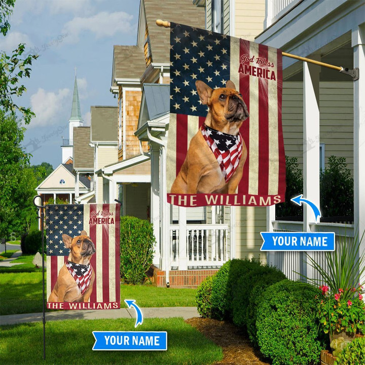 THF0183 French Bulldog God Bless America Personalized Flag