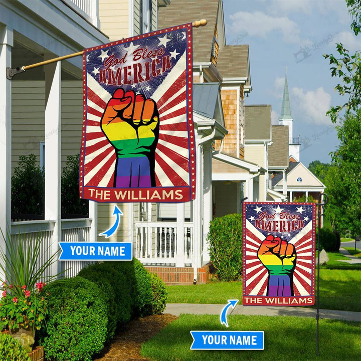 DIF3026- GOD BLESS AMERICA LGBT Personalized Flag
