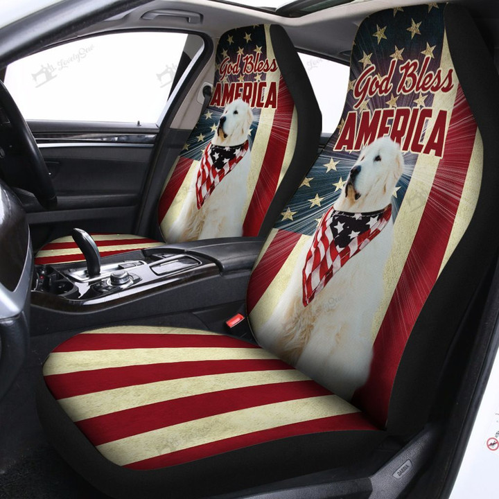 THH0065 Great Pyrenees God Bless America Car Seat Covers