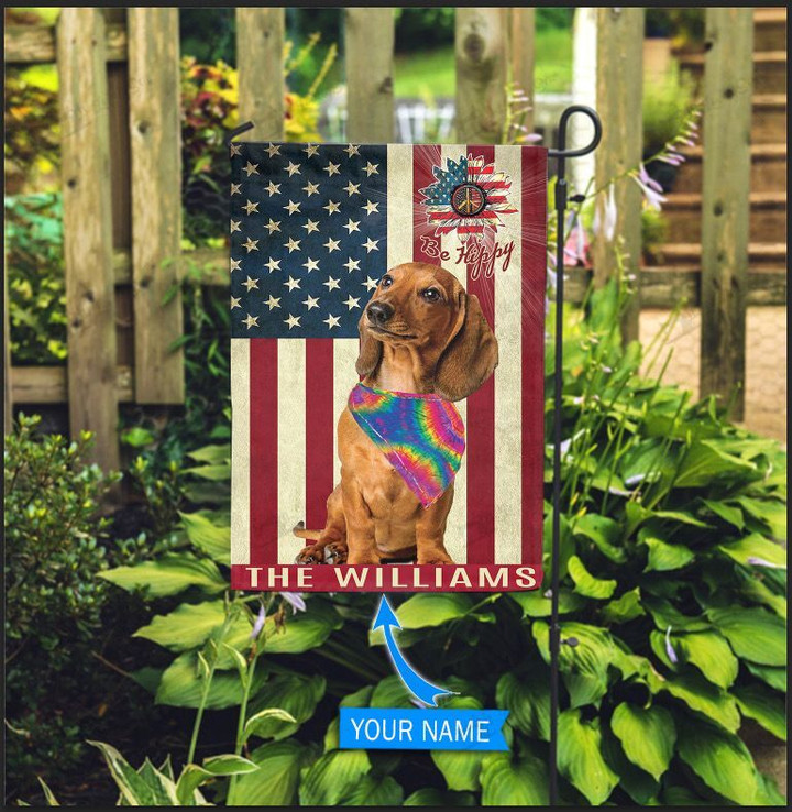 MHFCHO205 Dachshund Hippie Personalized Flag