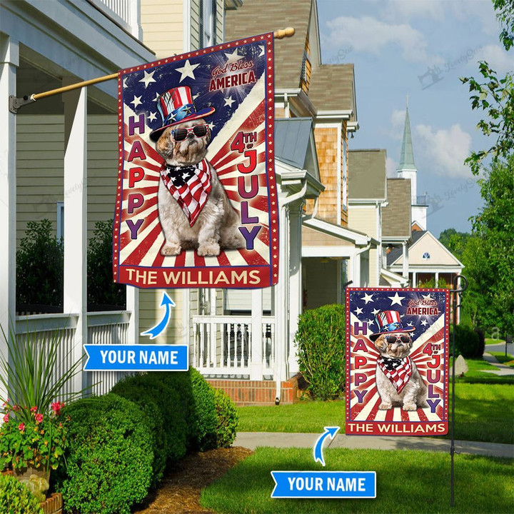 DIF6029-Shih Tzu God bless america - 4th of july Personalized Flag