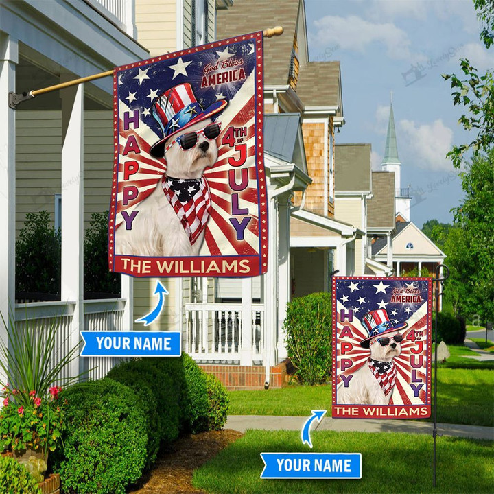 DIF6030-West Highland White Terrier God bless america - 4th of july Personalized Flag