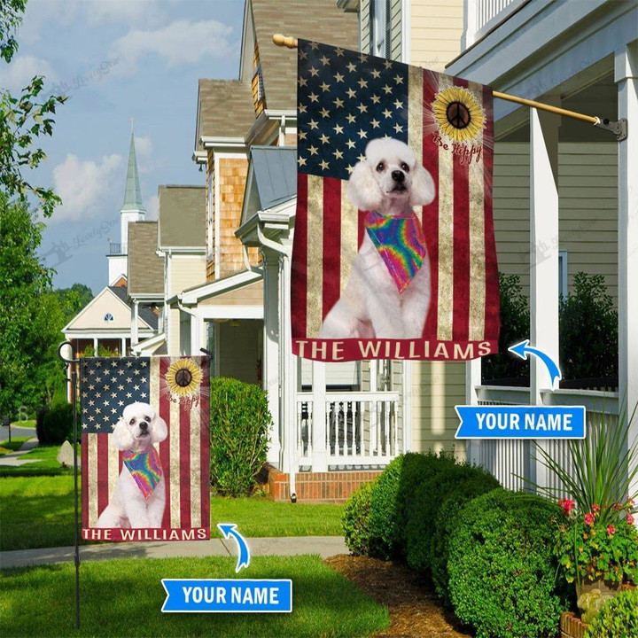 MHFCHO117 Poodle Hippie Personalized Flag