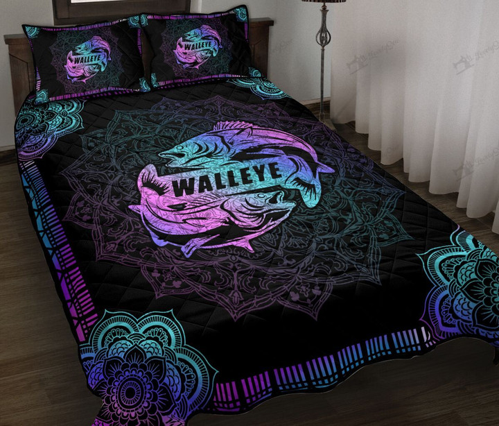 THE5122 Walleye Fishing Quilt Bed Set