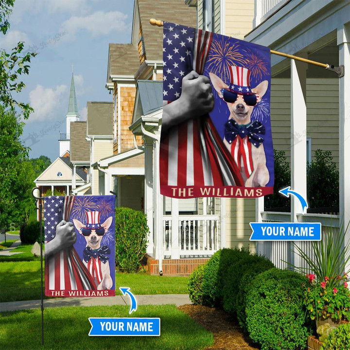 BIF1503 Chihuahua Independence Day Personalized Flag