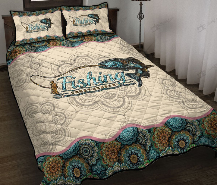 THE5141 Fishing Trout Season Quilt Bed Set