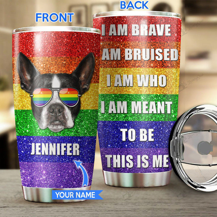 MHUCHO104 Boston Terrier LGBT Personalized Stainless Steel Tumbler